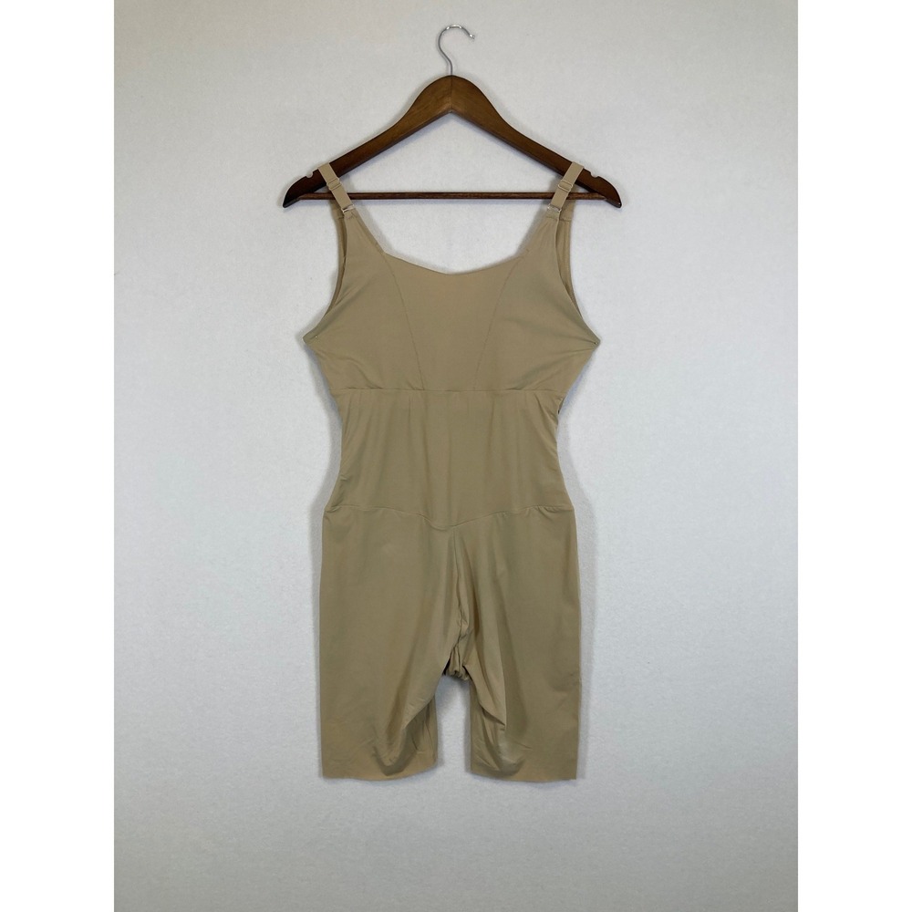 Maidenform Shapewear Bodysuit Women XL Beige 2556 Firm Control Mid Thigh Shaper